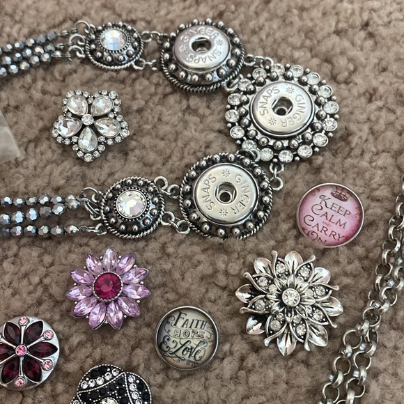 Ginger Snap jewelry with Vintage necklace with silver/pink ring sz 8. Snap on! - Picture 6 of 6